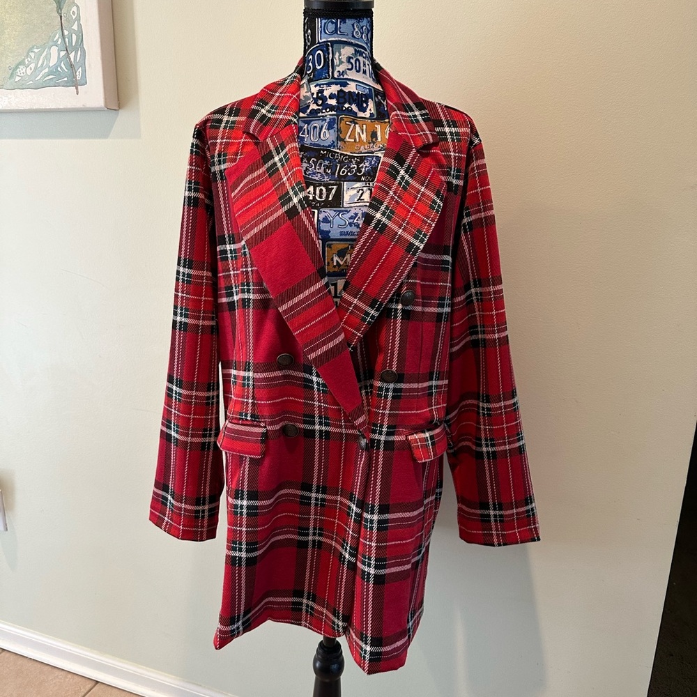 Plaid Blazer Coat Jacket